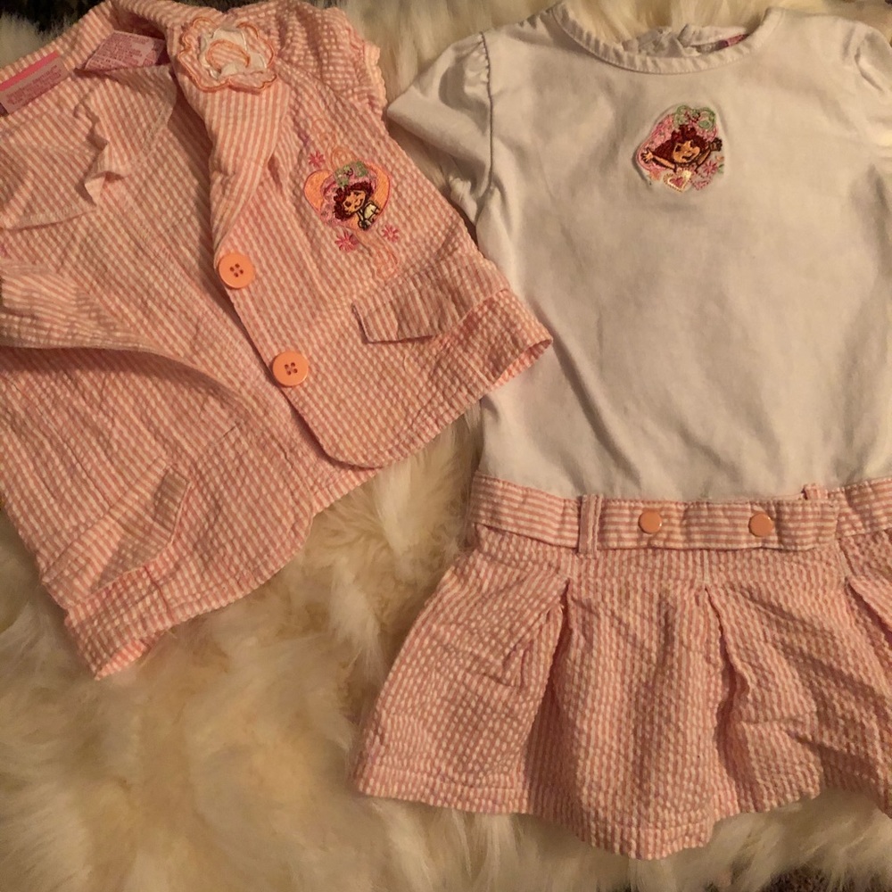 Two piece Strawberry Shortcake dress and jacket.